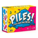 Piles card game on a table for family games, and travel games.